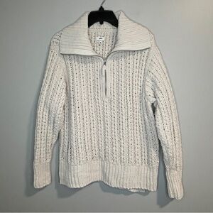 Aerie Cream Chunky Knit 1/4 Zip Sweater
